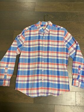 American Eagle Outfitters Red, Blue & White Plaid Button-Down Shirt